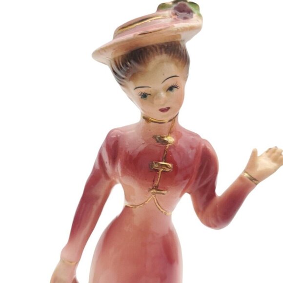 Vintage Japan‎ Victorian Lady w/Flower Basket Porcelain Figurine Kelvin Statue - Picture 2 of 10